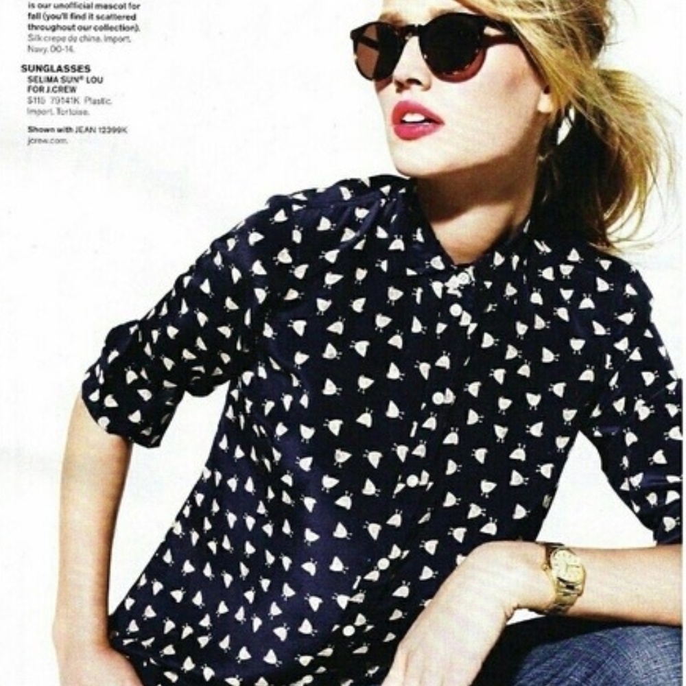 J. Crew Silk Boy Shirt in French Hen Sz 8